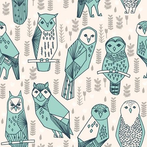 owl // geometric hand-drawn illustration by Andrea Lauren featuring hand-drawn original drawing seamless pattern prints