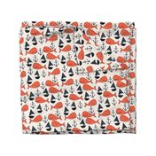 nautical whales // orange cream and dark navy blue kids nautical nursery fabric cute ocean nautical