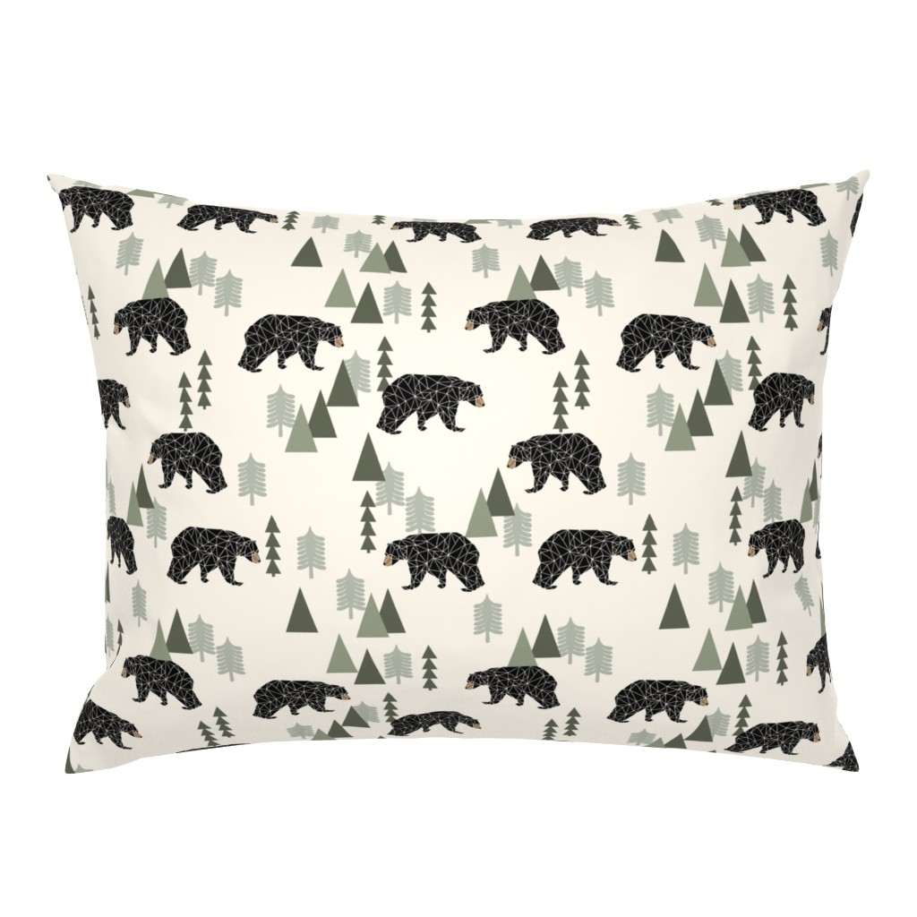 forest bear // cream green neutral baby nursery boys forest mountain woodland geometric bear