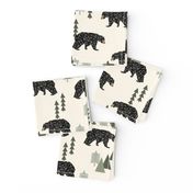 forest bear // cream green neutral baby nursery boys forest mountain woodland geometric bear