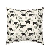 forest bear // cream green neutral baby nursery boys forest mountain woodland geometric bear