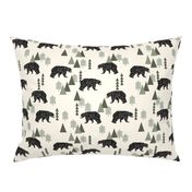 forest bear // cream green neutral baby nursery boys forest mountain woodland geometric bear