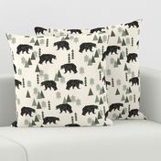 forest bear // cream green neutral baby nursery boys forest mountain woodland geometric bear