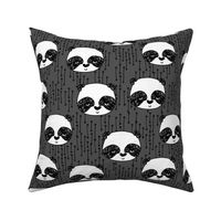 panda // charcoal panda design cute pandas illustration panda face hand-drawn panda design andrea lauren fabric