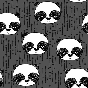 panda // charcoal panda design cute pandas illustration panda face hand-drawn panda design andrea lauren fabric