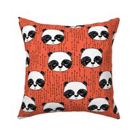 panda // corals panda coral fabric cute panda fabric hand-drawn illustration panda nursery baby 