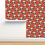 panda // corals panda coral fabric cute panda fabric hand-drawn illustration panda nursery baby 