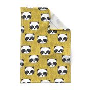 panda // mustard yellow pandas fabric cute illustrated panda bear fabric kawaii fabric andrea lauren