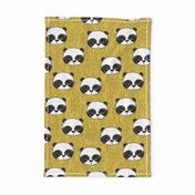 panda // mustard yellow pandas fabric cute illustrated panda bear fabric kawaii fabric andrea lauren