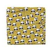 panda // mustard yellow pandas fabric cute illustrated panda bear fabric kawaii fabric andrea lauren