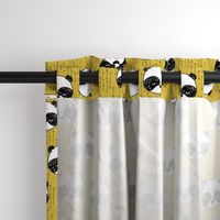 panda // mustard yellow pandas fabric cute illustrated panda bear fabric kawaii fabric andrea lauren