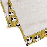 panda // mustard yellow pandas fabric cute illustrated panda bear fabric kawaii fabric andrea lauren