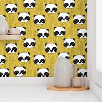 panda // mustard yellow pandas fabric cute illustrated panda bear fabric kawaii fabric andrea lauren