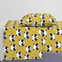 panda // mustard yellow pandas fabric cute illustrated panda bear fabric kawaii fabric andrea lauren