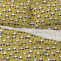 panda // mustard yellow pandas fabric cute illustrated panda bear fabric kawaii fabric andrea lauren