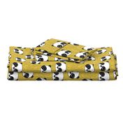 panda // mustard yellow pandas fabric cute illustrated panda bear fabric kawaii fabric andrea lauren