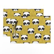 panda // mustard yellow pandas fabric cute illustrated panda bear fabric kawaii fabric andrea lauren