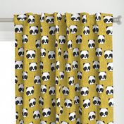 panda // mustard yellow pandas fabric cute illustrated panda bear fabric kawaii fabric andrea lauren