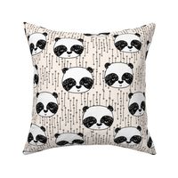 panda // champagne off-white background panda head cute  kawaii illustration scandi panda head by andrea lauren