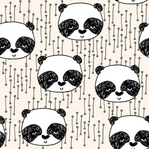 panda // champagne off-white background panda head cute  kawaii illustration scandi panda head by andrea lauren