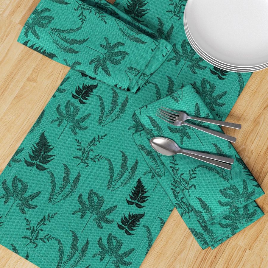 Ferns on teal 