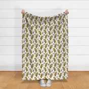 dinosaur fabric  // dinos dino prehistoric jurassic yellow dinosaur trex tyrannosaurus rex t-rex