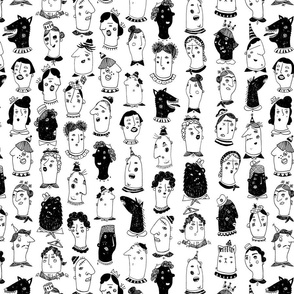 People Pattern - Black / White