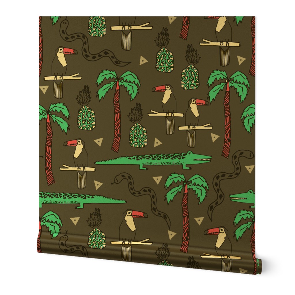 tropical // tropical palms palm tree alligator crocodile toucans snakes kids