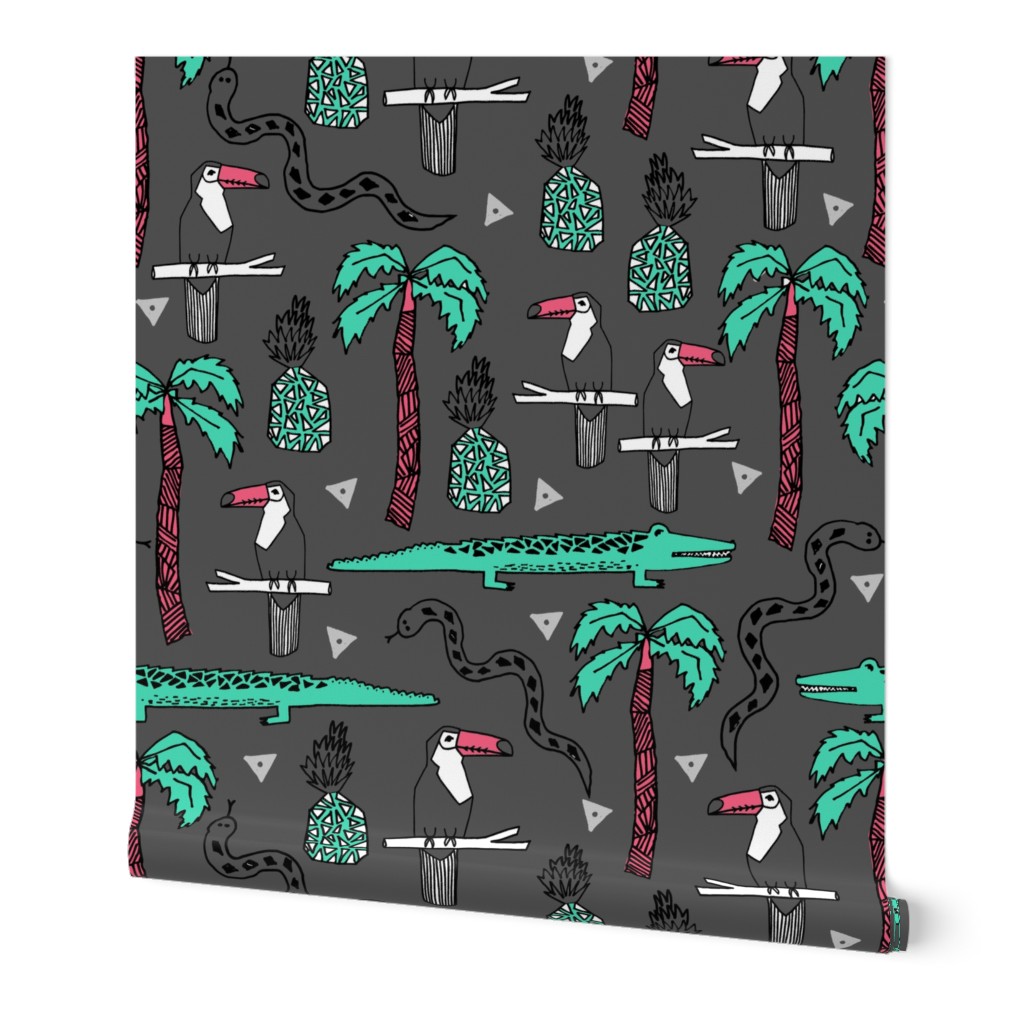 tropical // tropical palms palm tree alligator crocodile toucans snakes kids