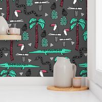 tropical // tropical palms palm tree alligator crocodile toucans snakes kids