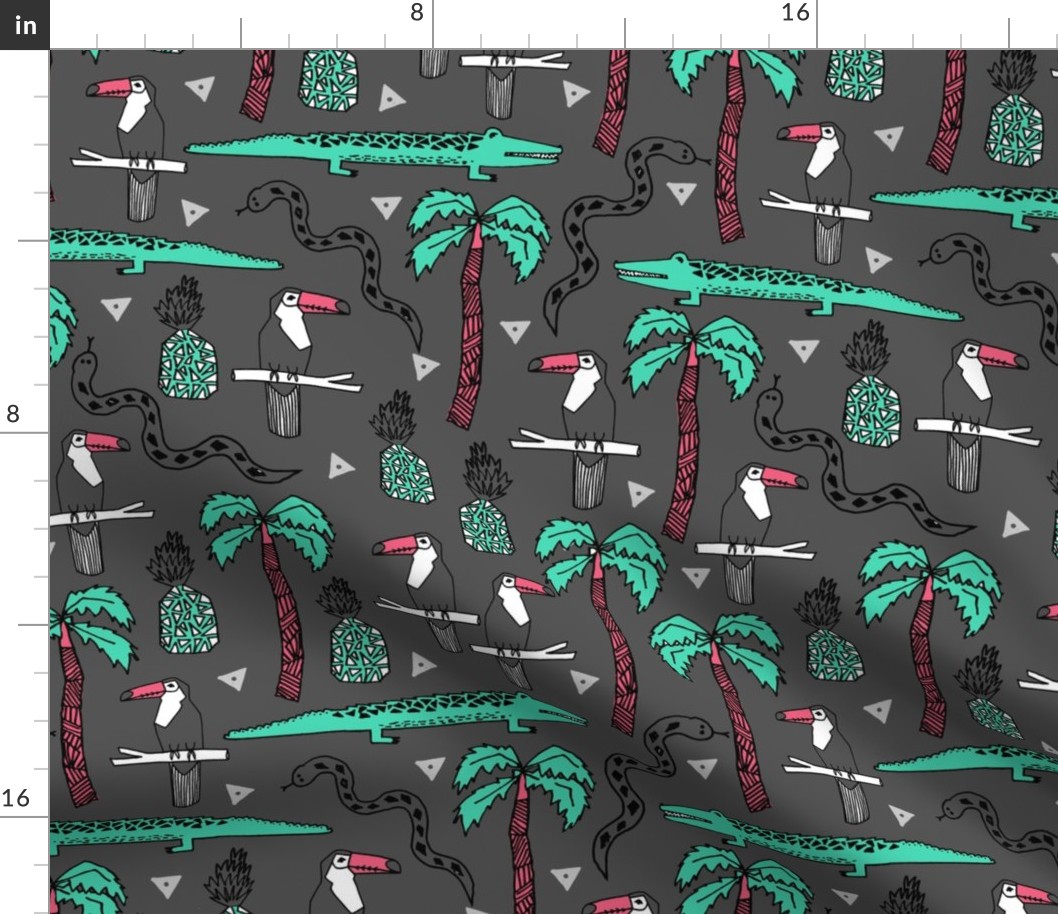 tropical // tropical palms palm tree alligator crocodile toucans snakes kids