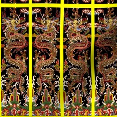 double royal golden novelty thrones embroidery asian japanese china chinese oriental cheongsam kimono dragon clouds sea ocean imperial chinoiserie kings queens museum traditional rank regal korean kabuki geisha yuan ming qing dynasty tapestry vintage empe