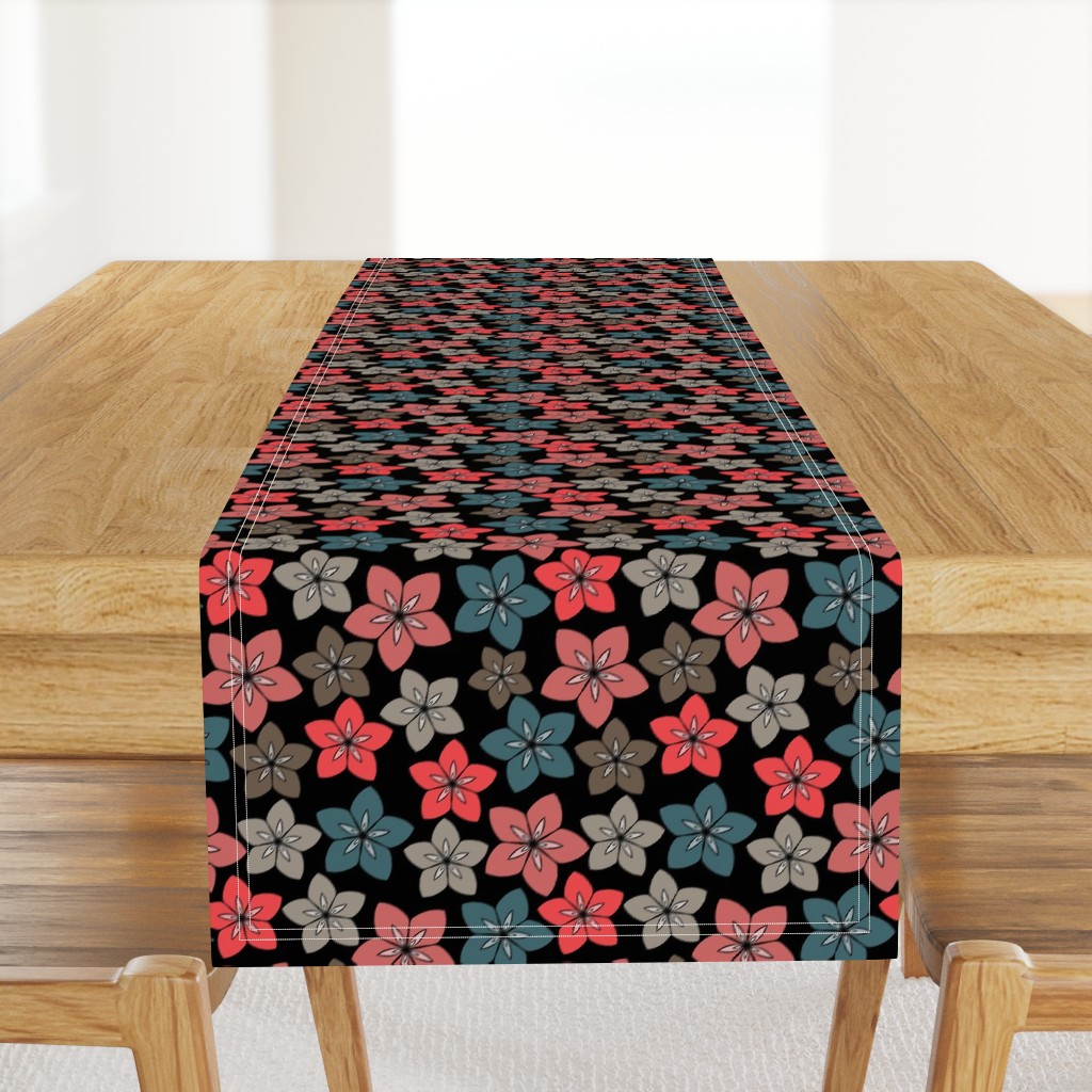 black retro flowers