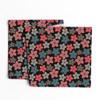 black retro flowers