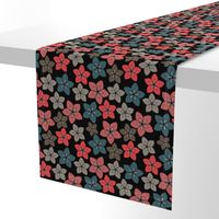 black retro flowers