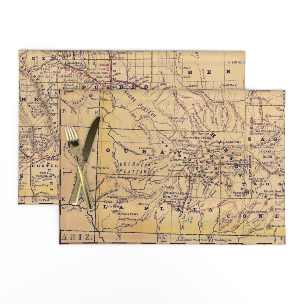 vintage Colorado map, XL (large yard)