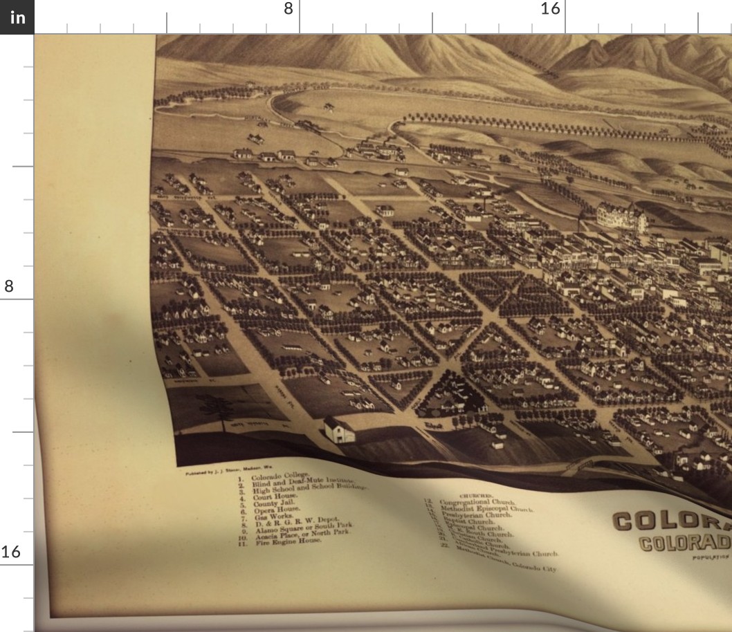 Colorado Springs vintage map, large (yard)