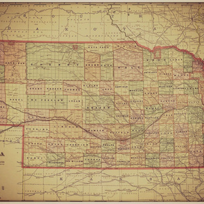 vintage Nebraska map, large (yard)