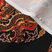 royal orange red novelty thrones embroidery asian japanese china chinese oriental cheongsam kimono dragon clouds fire sun imperial chinoiserie kings queens museum traditional rank regal korean kabuki geisha yuan ming qing dynasty tapestry vintage emperor 