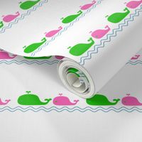 Small Whale Love in Pink and Green