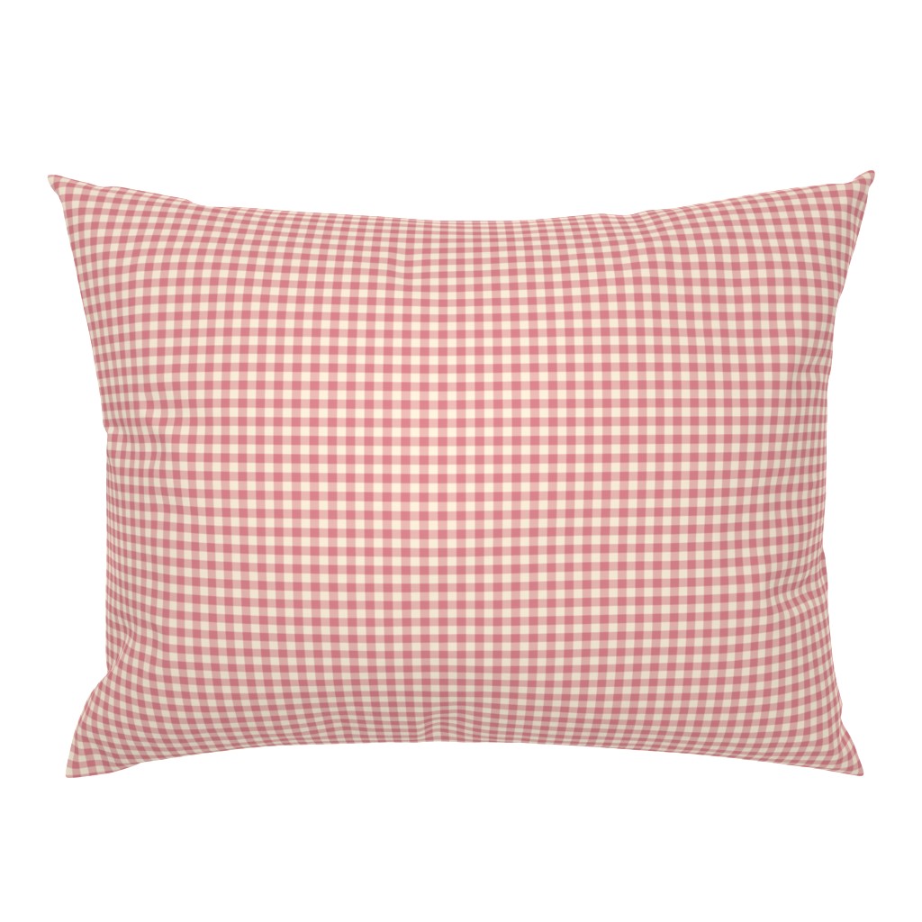 cream and coral gingham, 1/4" squares 