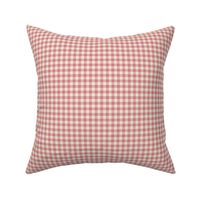 cream and coral gingham, 1/4" squares 