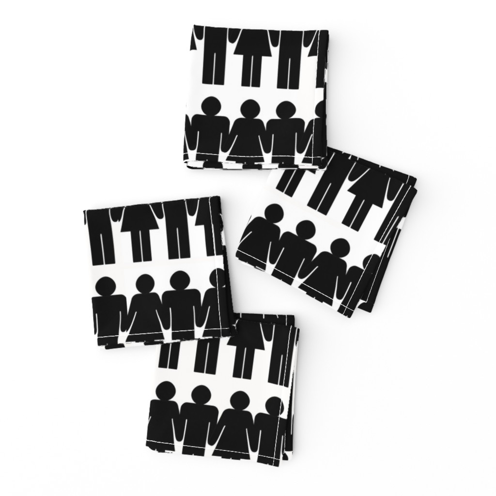 Black and White Paper Dolls - 4 inches tall