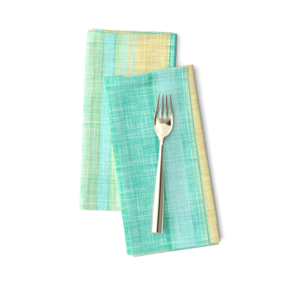 Beach stripe in faux linen aqua