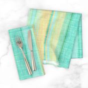 Beach stripe in faux linen aqua