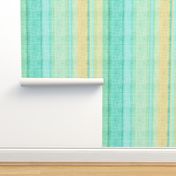 Beach stripe in faux linen aqua