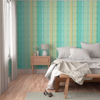 Beach stripe in faux linen aqua