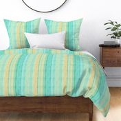 Beach stripe in faux linen aqua