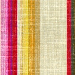 Faux Linen Red and Gold stripe