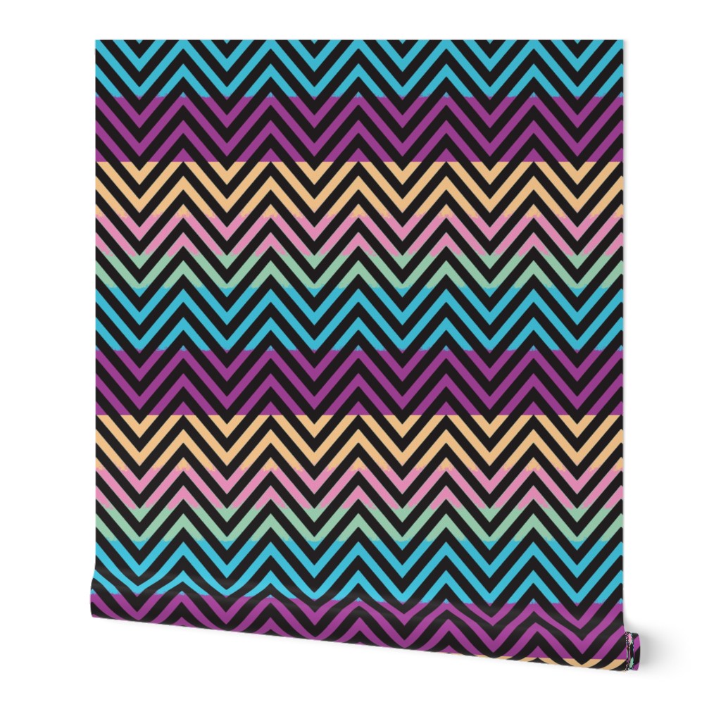 Chevron pastel with black patched